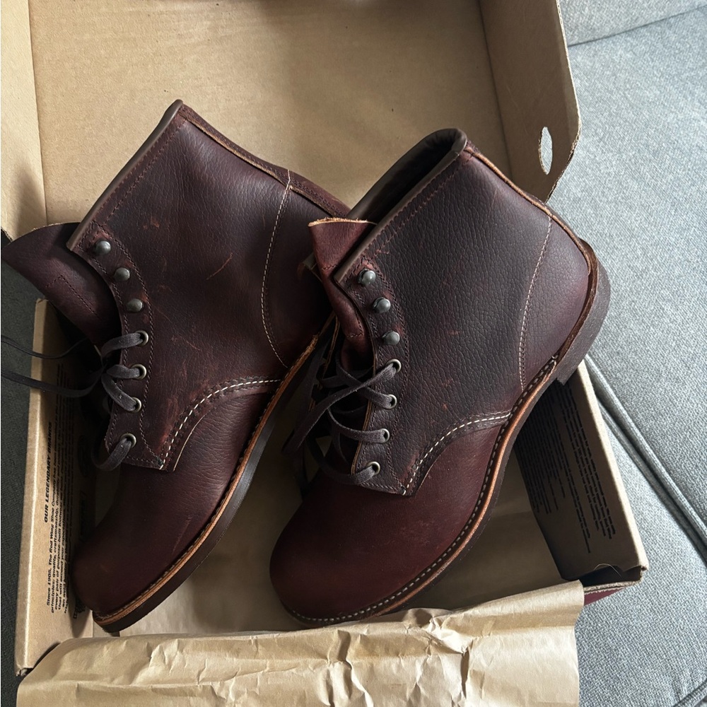 Red Wing Blacksmith Mens’s 6-inch boots in Briar Old Slick Leather - size 11 - Picture 2 of 6